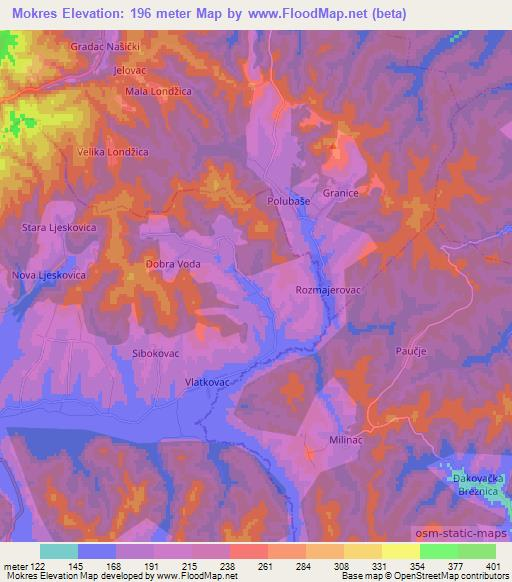 Mokres,Croatia Elevation Map