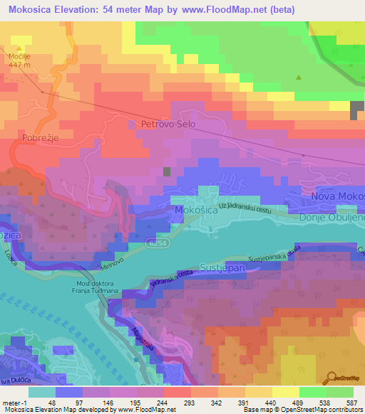 Mokosica,Croatia Elevation Map