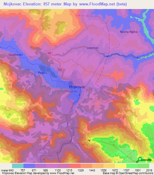 Mojkovac,Montenegro Elevation Map