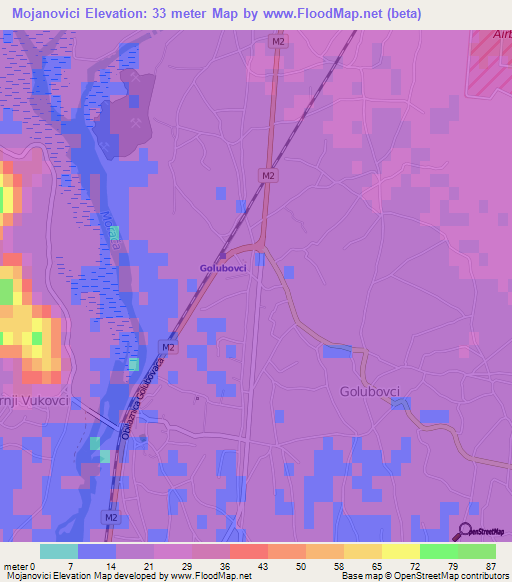 Mojanovici,Montenegro Elevation Map
