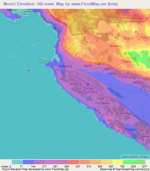 Mocici,Croatia Elevation Map