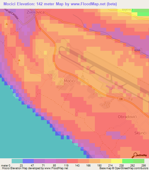 Mocici,Croatia Elevation Map