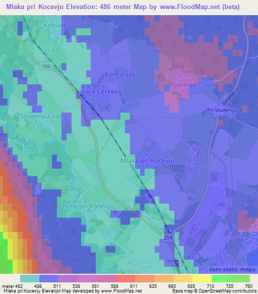 Mlaka pri Kocevju,Slovenia Elevation Map