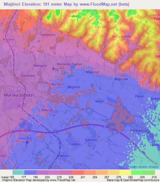 Mlajtinci,Slovenia Elevation Map
