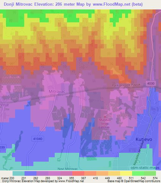 Donji Mitrovac,Croatia Elevation Map