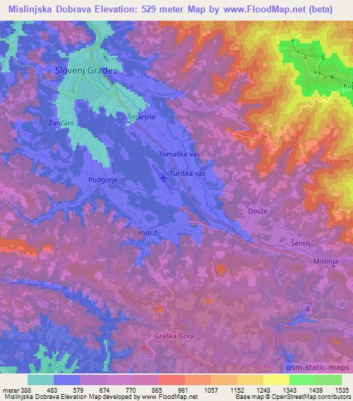 Mislinjska Dobrava,Slovenia Elevation Map