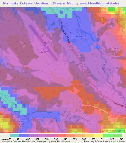 Mislinjska Dobrava,Slovenia Elevation Map