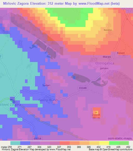 Mirlovic Zagora,Croatia Elevation Map