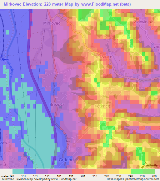 Mirkovec,Croatia Elevation Map