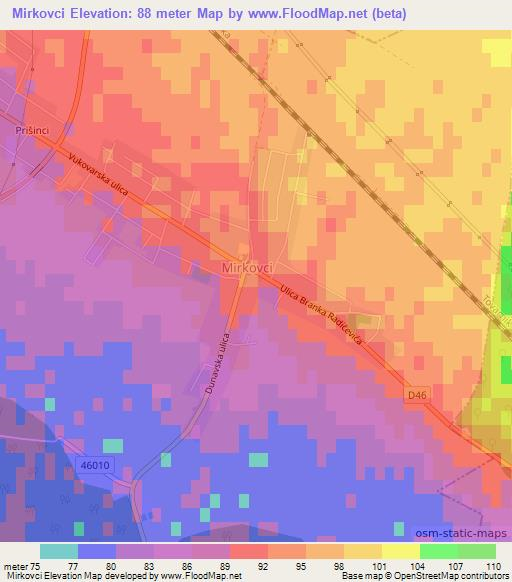 Mirkovci,Croatia Elevation Map