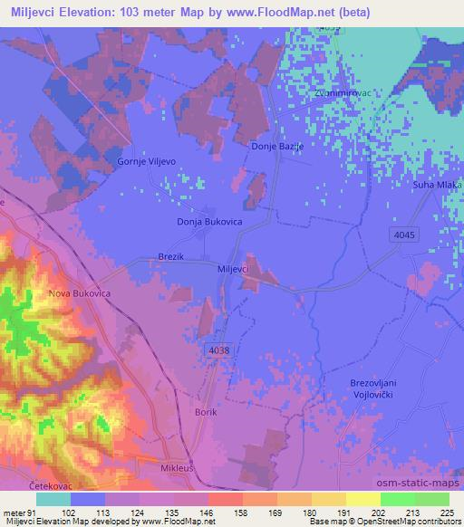 Miljevci,Croatia Elevation Map