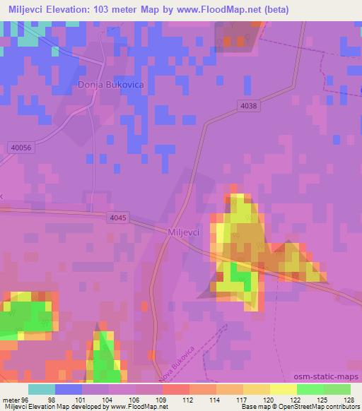 Miljevci,Croatia Elevation Map