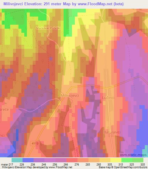 Milivojevci,Croatia Elevation Map