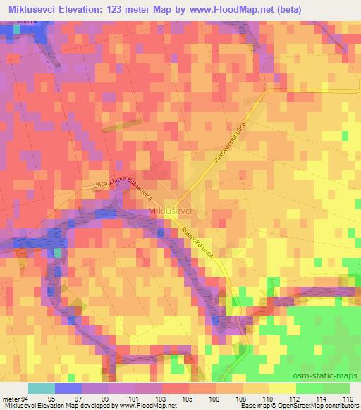 Miklusevci,Croatia Elevation Map