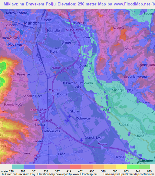 Miklavz na Dravskem Polju,Slovenia Elevation Map