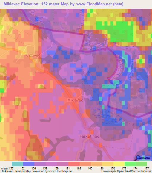 Miklavec,Croatia Elevation Map