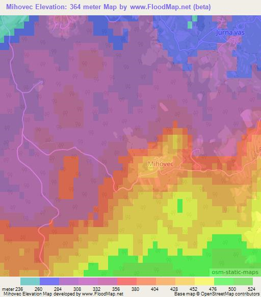 Mihovec,Slovenia Elevation Map