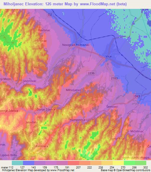 Miholjanec,Croatia Elevation Map