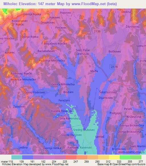 Miholec,Croatia Elevation Map