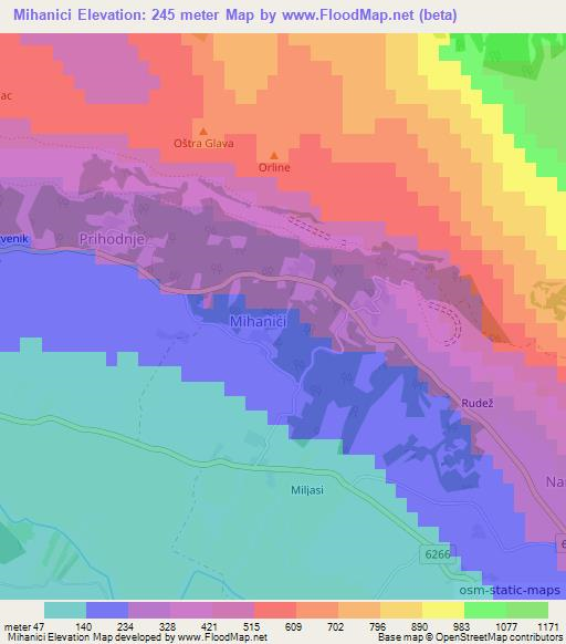 Mihanici,Croatia Elevation Map