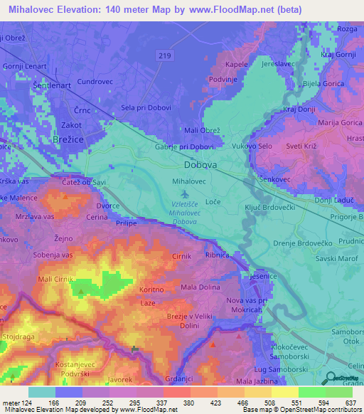 Mihalovec,Slovenia Elevation Map