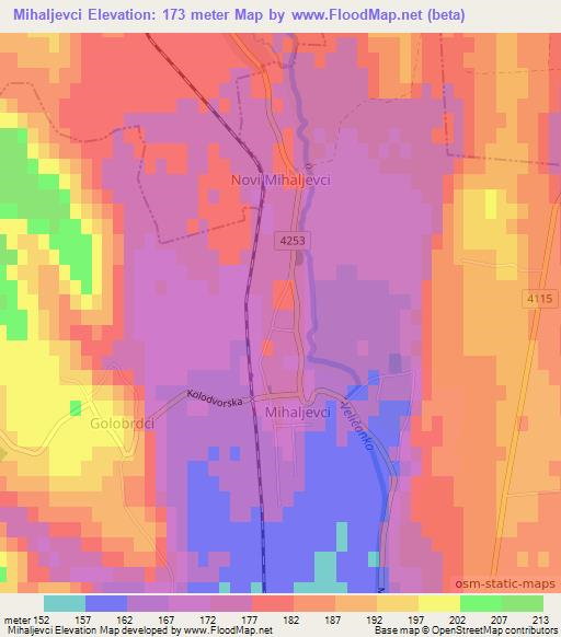 Mihaljevci,Croatia Elevation Map