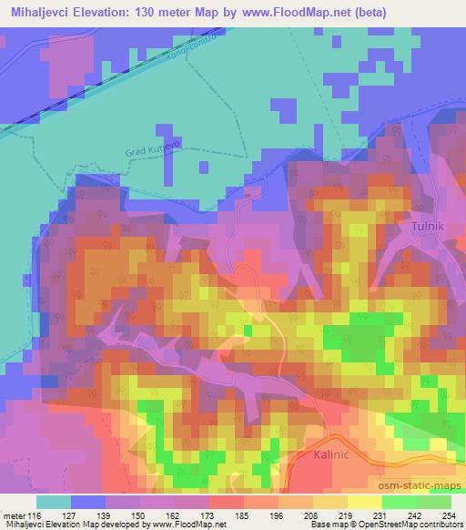 Mihaljevci,Croatia Elevation Map