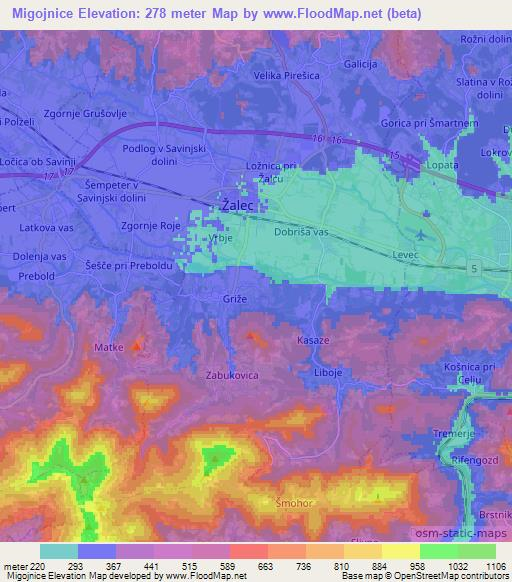 Migojnice,Slovenia Elevation Map