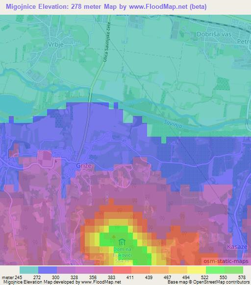 Migojnice,Slovenia Elevation Map