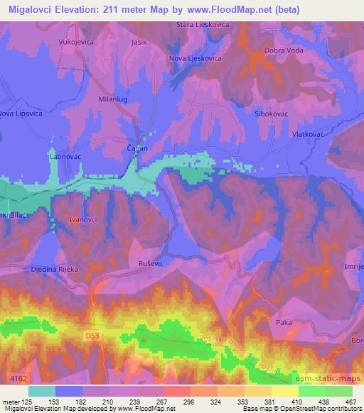 Migalovci,Croatia Elevation Map