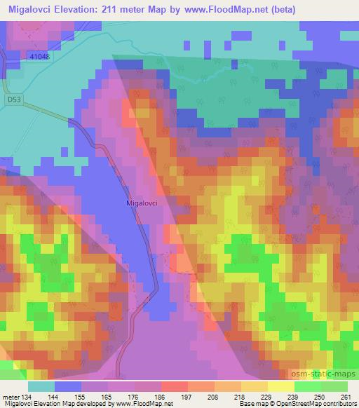 Migalovci,Croatia Elevation Map