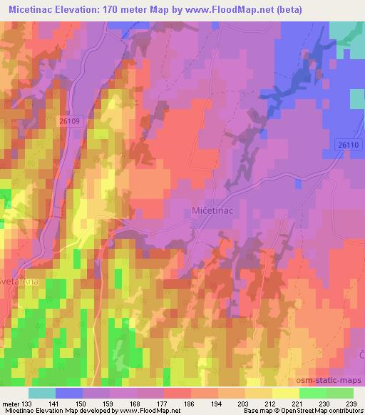 Micetinac,Croatia Elevation Map