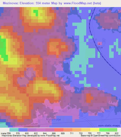 Mezinovac,Croatia Elevation Map