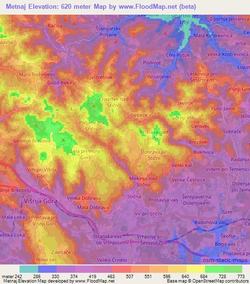 Metnaj,Slovenia Elevation Map