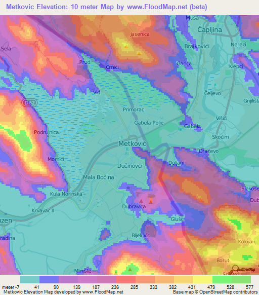 Metkovic,Croatia Elevation Map