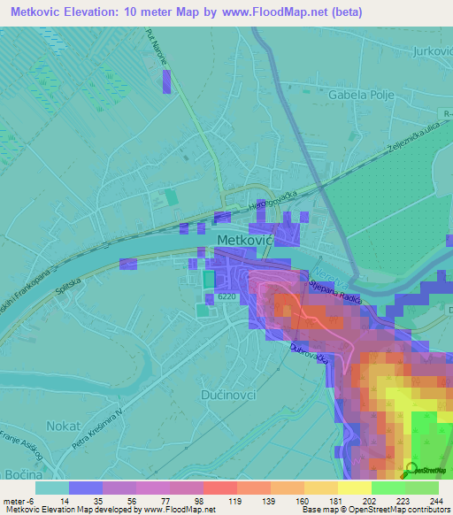 Metkovic,Croatia Elevation Map