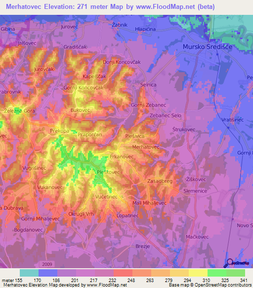 Merhatovec,Croatia Elevation Map