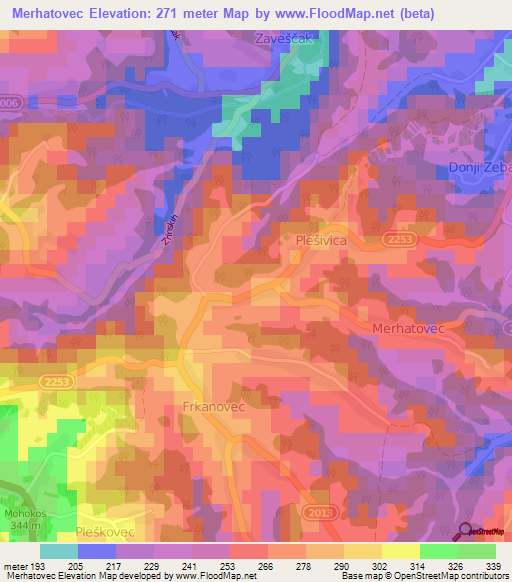 Merhatovec,Croatia Elevation Map