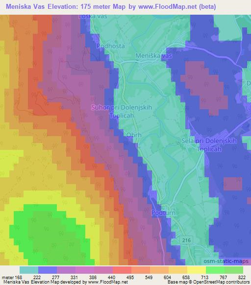 Meniska Vas,Slovenia Elevation Map
