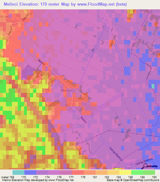 Melinci,Slovenia Elevation Map