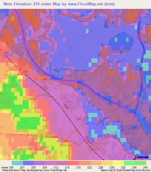 Mele,Slovenia Elevation Map