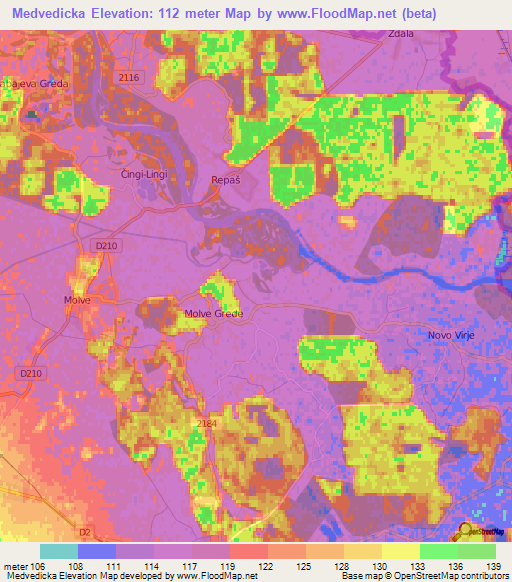 Medvedicka,Croatia Elevation Map