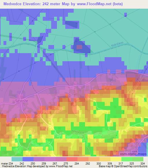 Medvedce,Slovenia Elevation Map