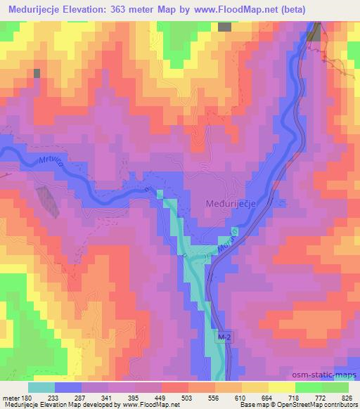 Medurijecje,Montenegro Elevation Map