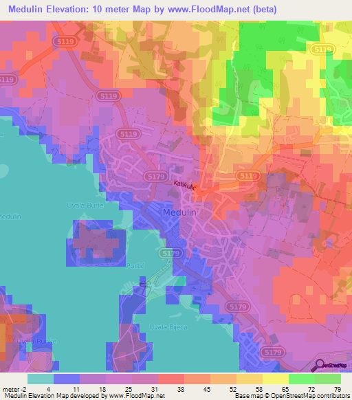 Medulin,Croatia Elevation Map