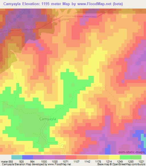 Camyayla,Turkey Elevation Map