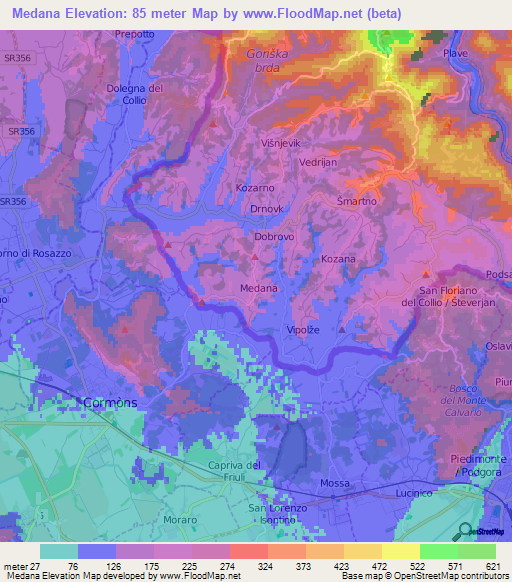 Medana,Slovenia Elevation Map