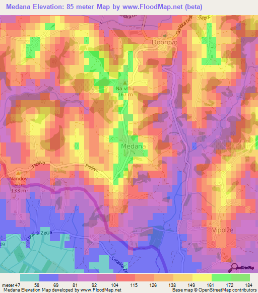 Medana,Slovenia Elevation Map