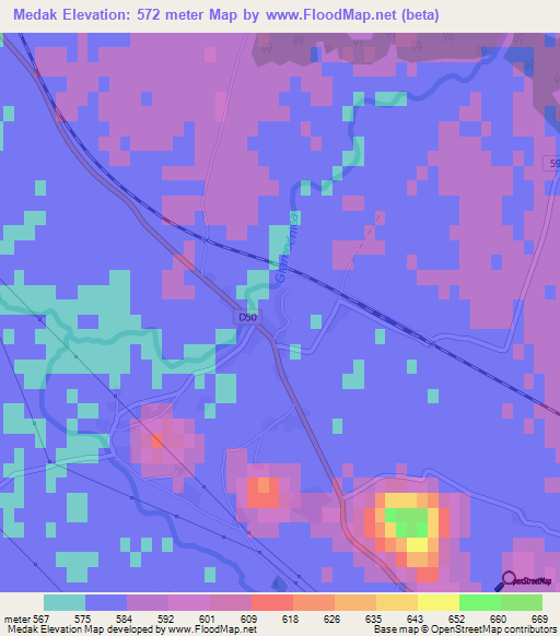 Medak,Croatia Elevation Map