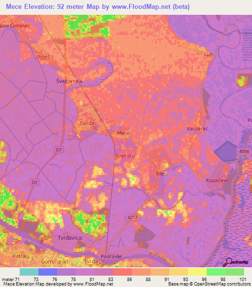 Mece,Croatia Elevation Map